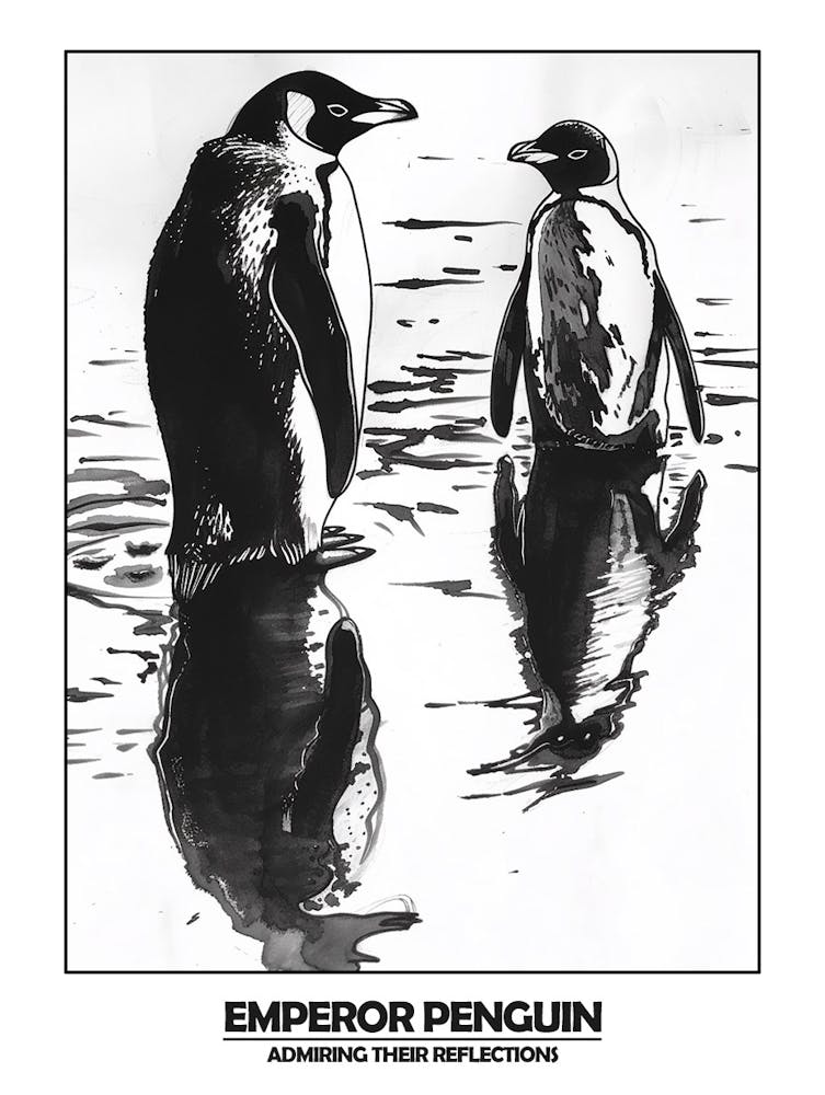 Penguin Admiring Their Reflections Poster 3