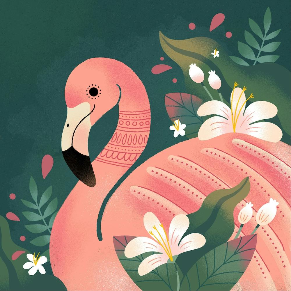 Flamingo Florals Square