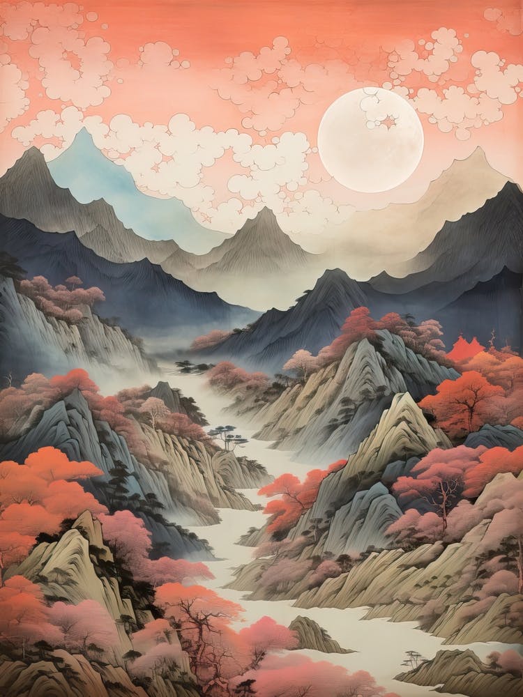 Chugoku Mountains In Multiple Prefectures, Ukiyo E Drawing 2
