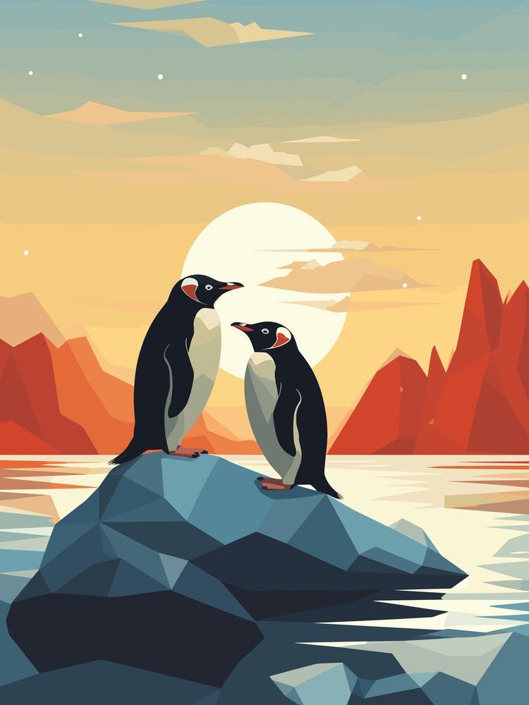 Penguins On Icebergs