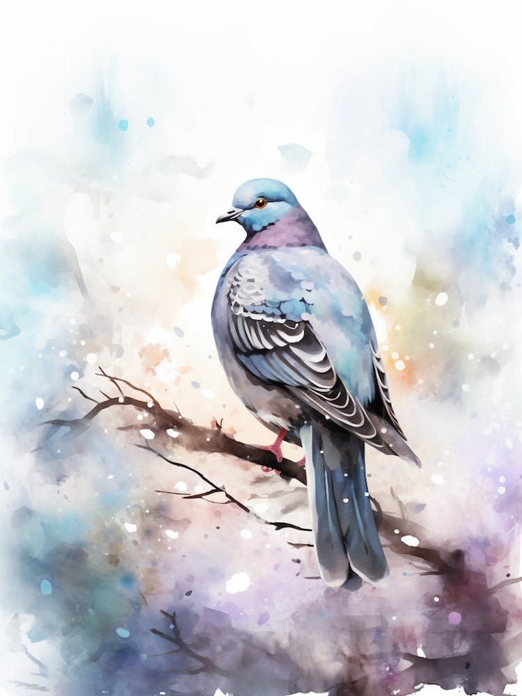 Snowy Watercolour Pidgeon 1