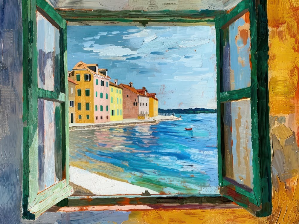 Rovinj From The Window View Painting 4