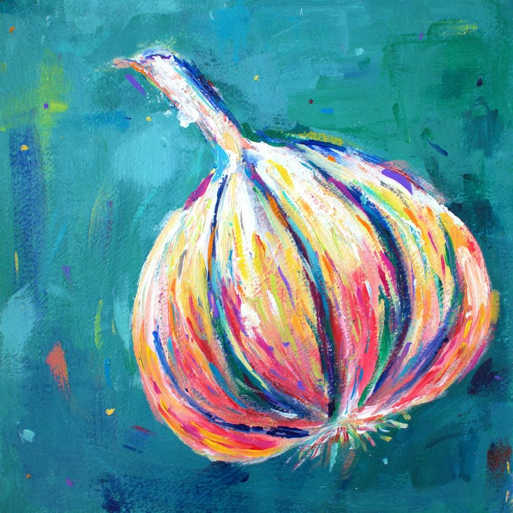 Garlic In Teal Square