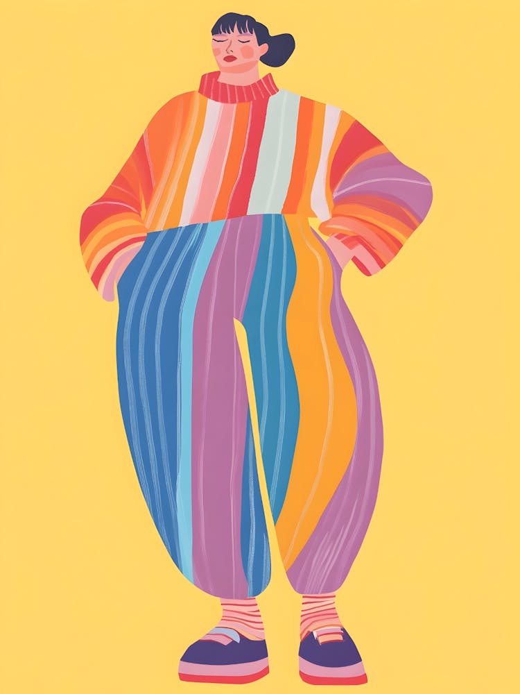 Illustration Of A Woman In Colorful Clothes