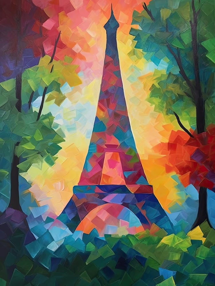 Eiffel Tower Paris France David Hockney Style 20