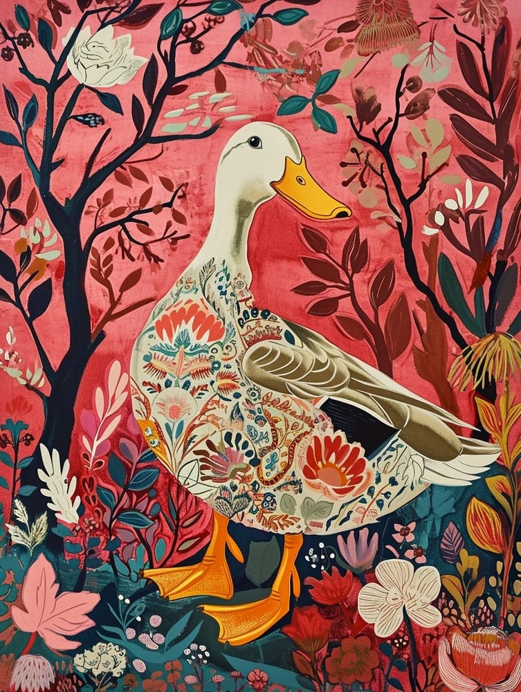 Blumen-Tiermalerei Stockente 2