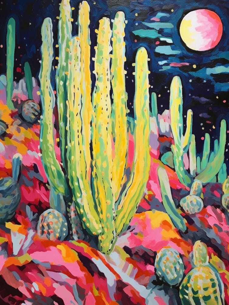 Cactus Painting Moon Cactus 1