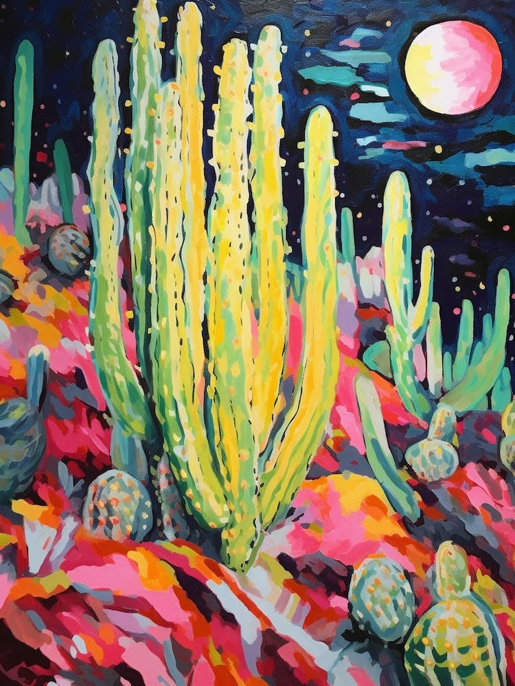 Cactus Painting Moon Cactus 1