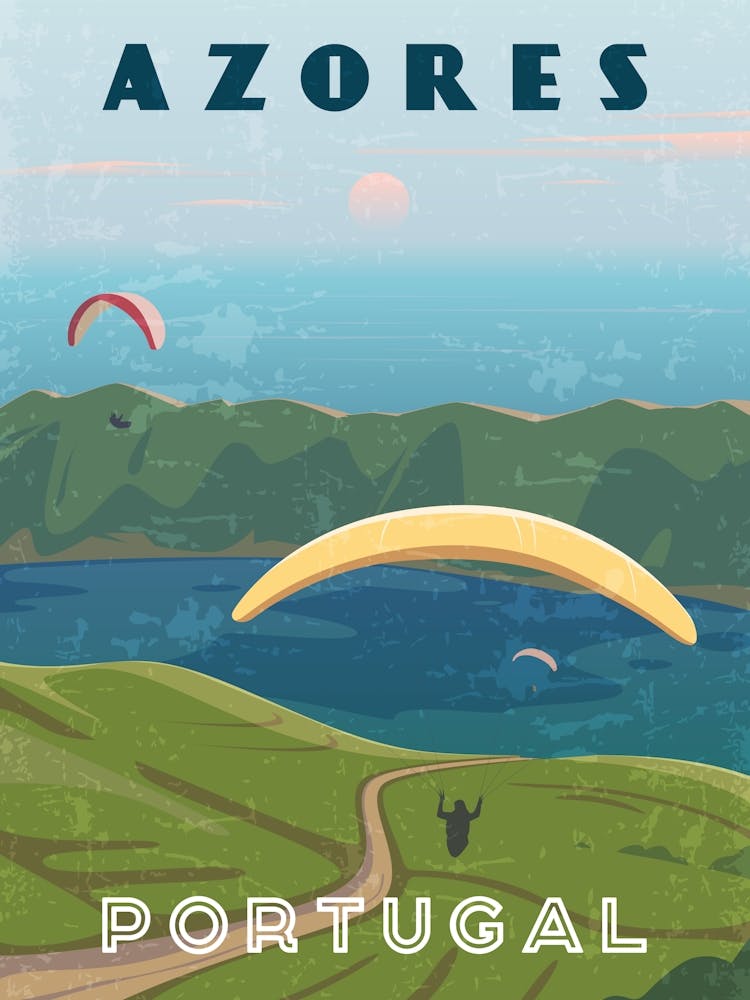 Azores, Portugal — Retro travel minimalist poster