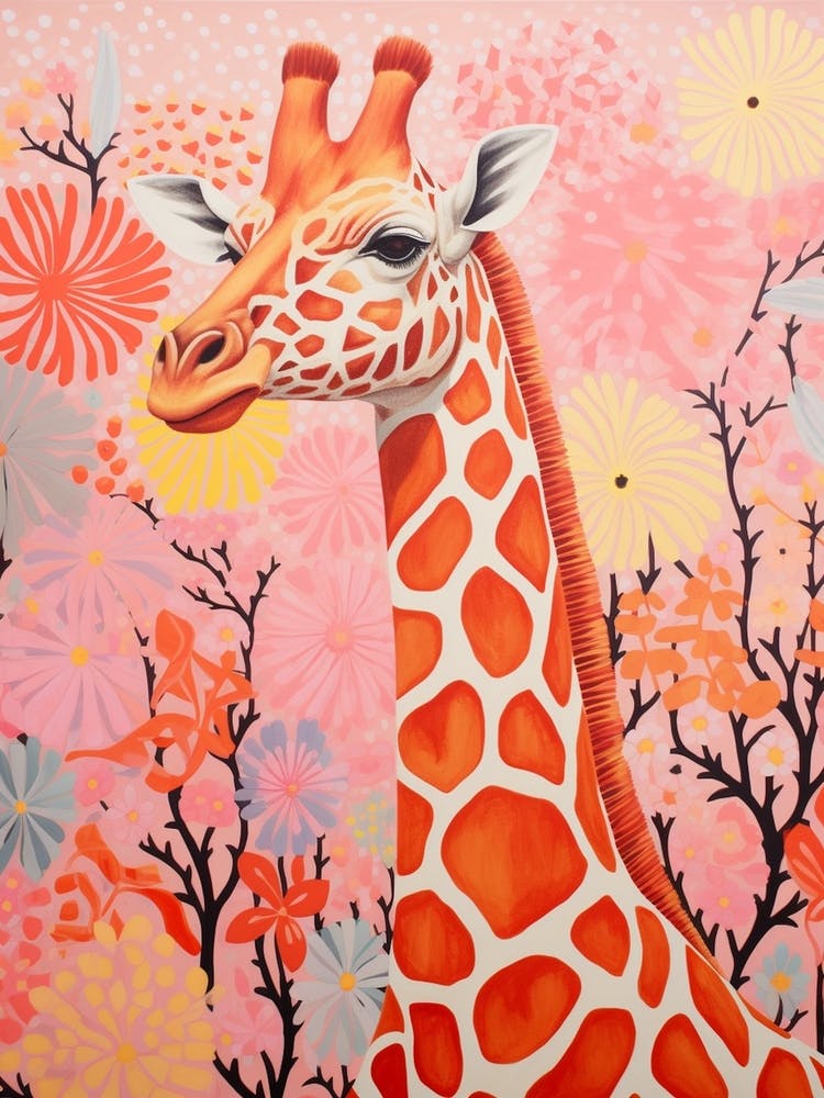 Pink Giraffe Pattern Portrait 1