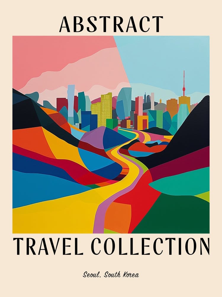 Abstract Travel Collection Poster Seoul South Korea 2
