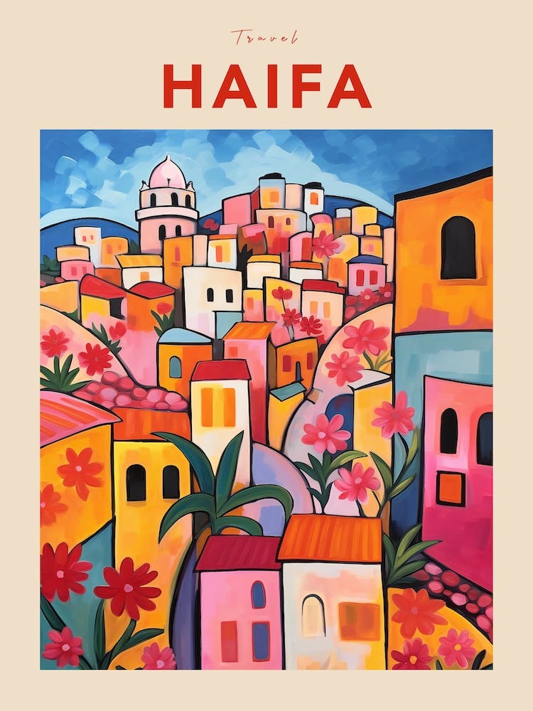 Haifa Israel Fauvist Travel Poster