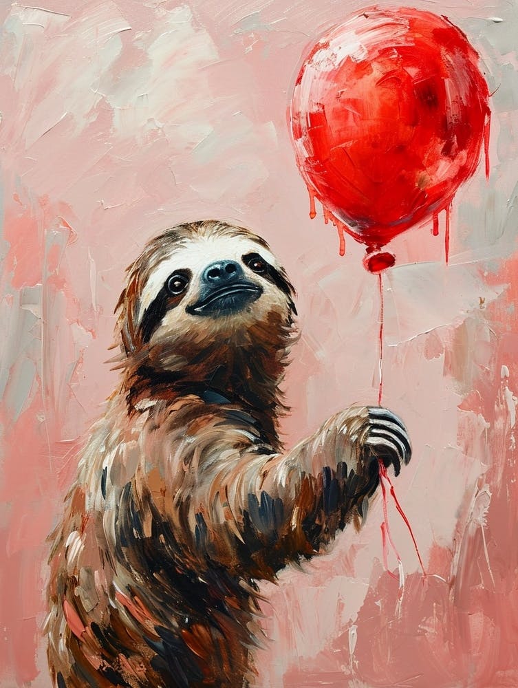 Cute Sloth 1 With Balloon