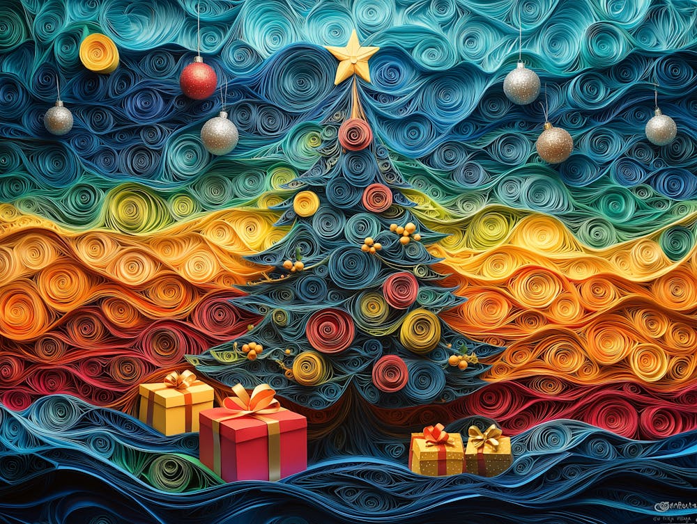 Arbre de Noël Coloré en Quilling de Papier