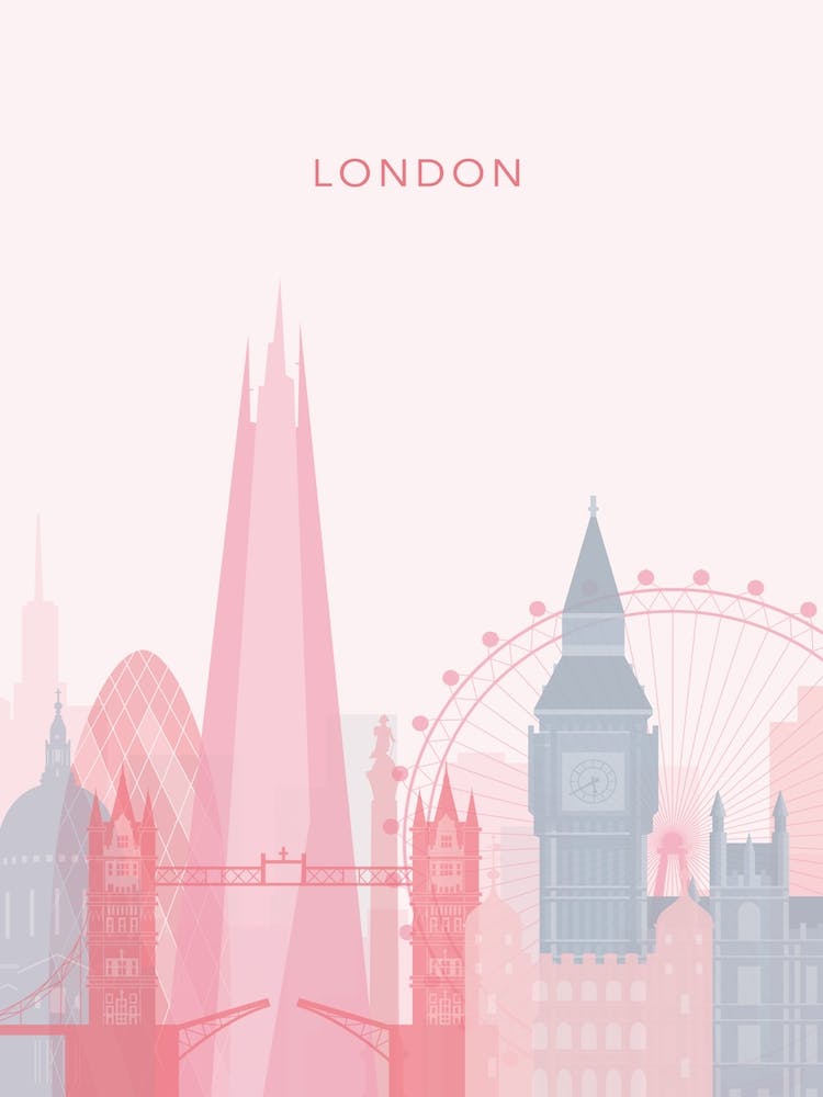 Pink And Blue London Skyline