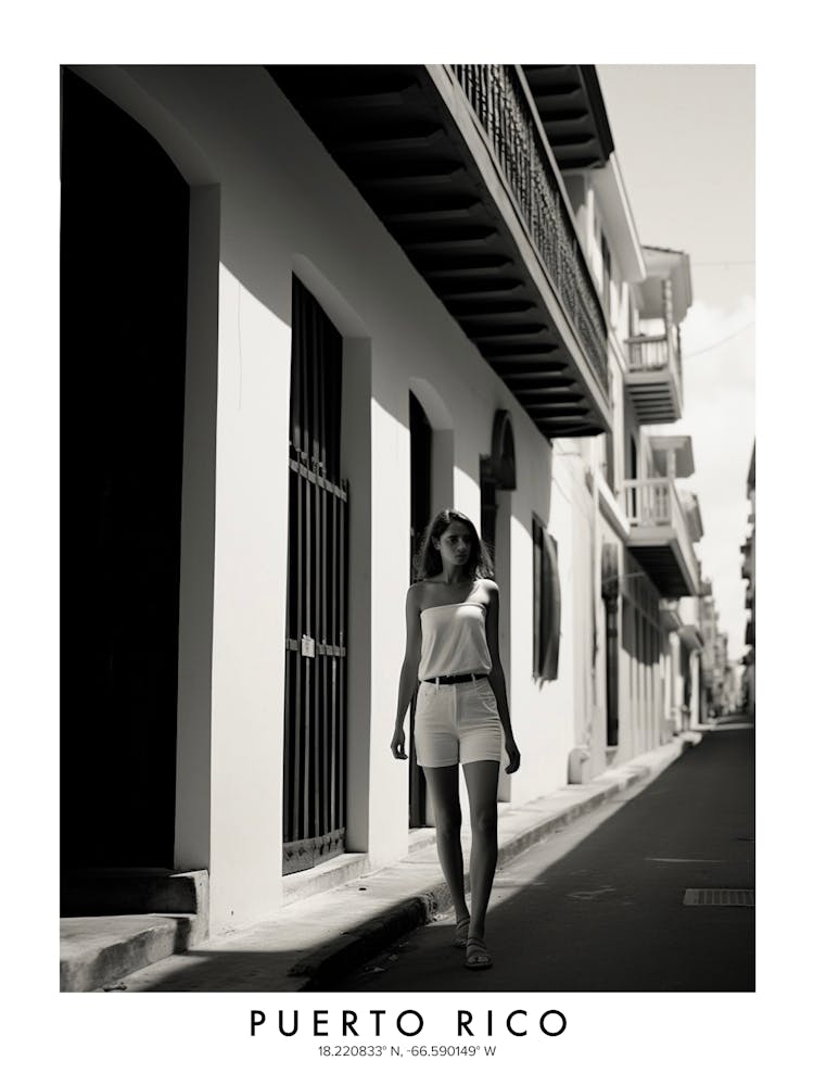 Poster Of Puerto Rico, Black And White Analogue Photograph 4