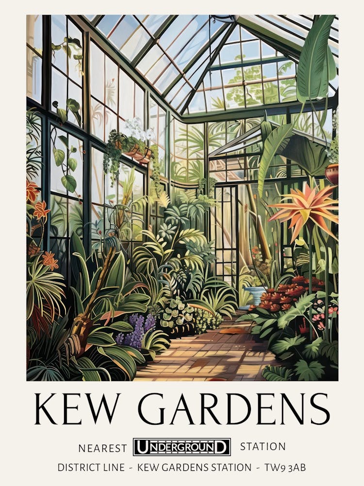 William Morris Print Kew Gardens Greenhouse Print Vintage London