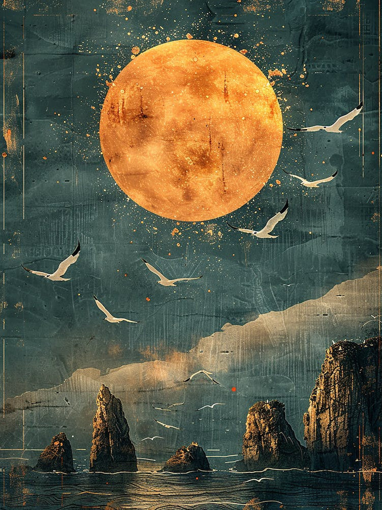 Full Moon Over The Sea