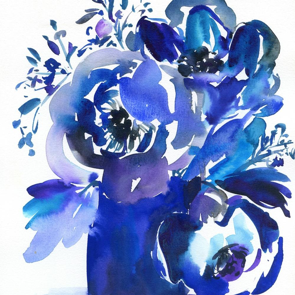 Blue Flowers In A Vase N.o 4