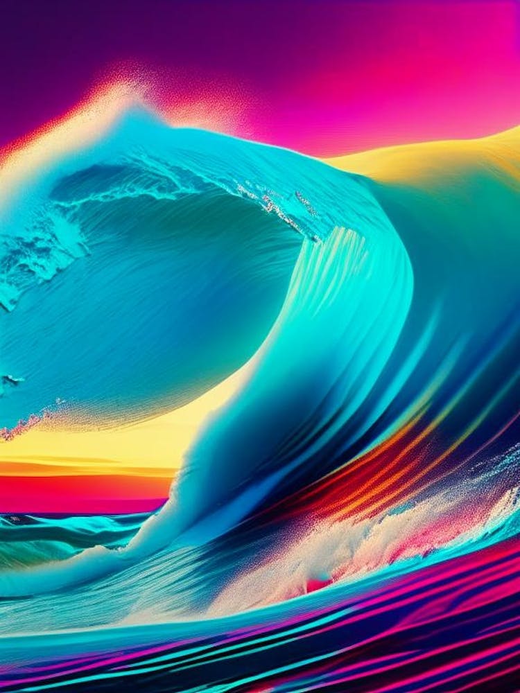 Surfing On Wave At Sea Waterscape Waterscape Pop Art Photography 1