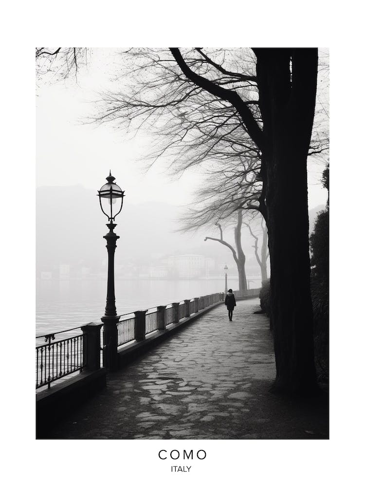 Poster Of Como, Italy, Black And White Analogue Photography 1