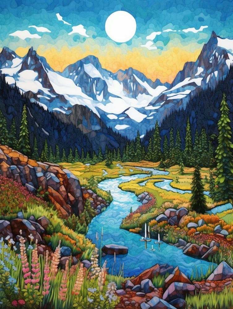 North Cascades National Park Retro Pop Art 13