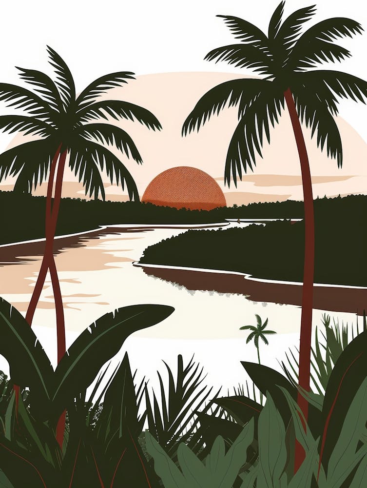 Tropical Landscape With Palm Trees 3
