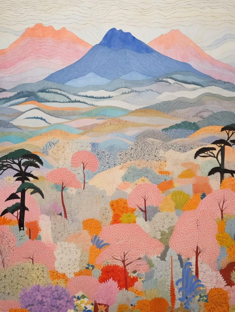 Mount Fuji Japan 3 Colourful Mountain Illustration