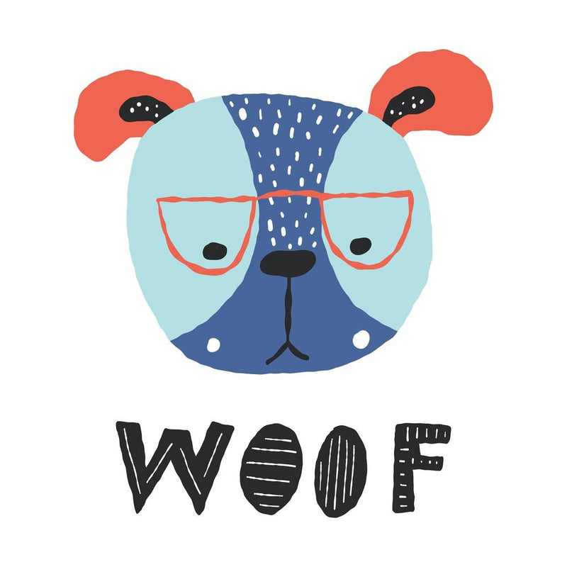 Cute Funny Dog, Woof Lettering