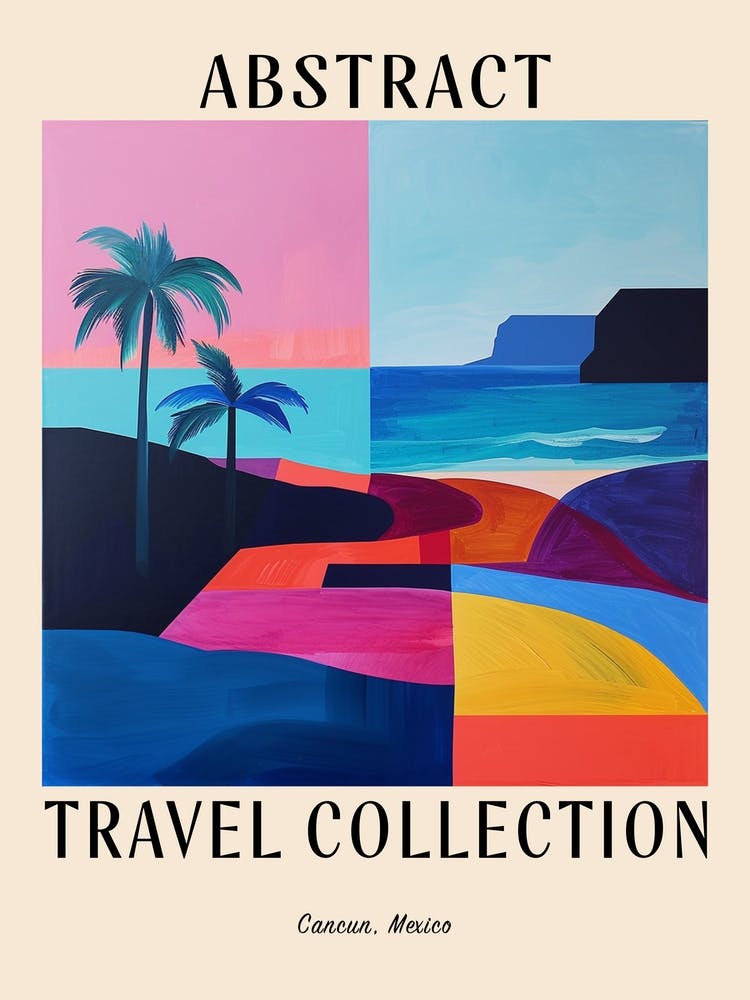 Abstract Travel Collection Poster Cancun Mexico 1