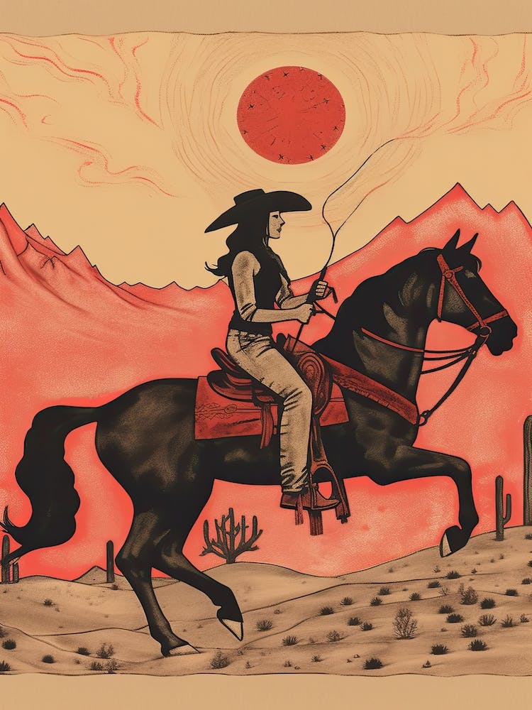 Cowgirl Riding A Horse In The Desert 4