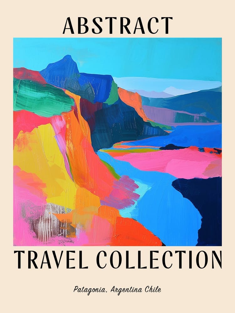 Abstract Travel Collection Poster Patagonia Argentina Chile 1