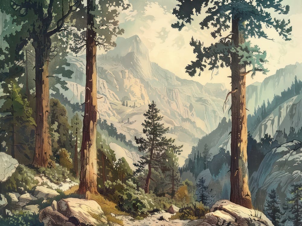 Vintage Wooded Pines 3