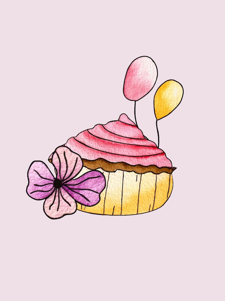 Pink Strawberry Cupcake