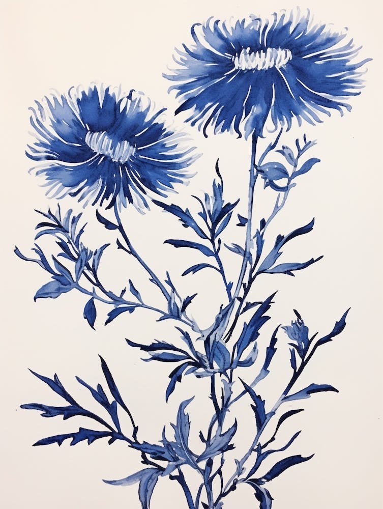 Blue Botanical Asters 7