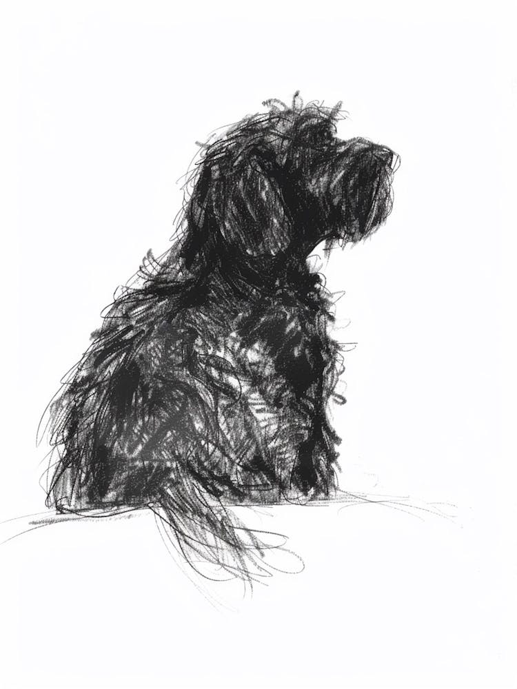 Portuguese Water Dog Charcoal Line