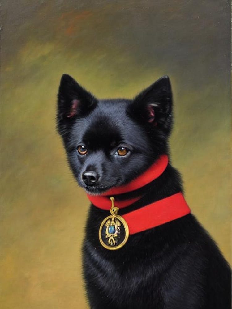 Schipperke Renaissance Portrait Oil Painting