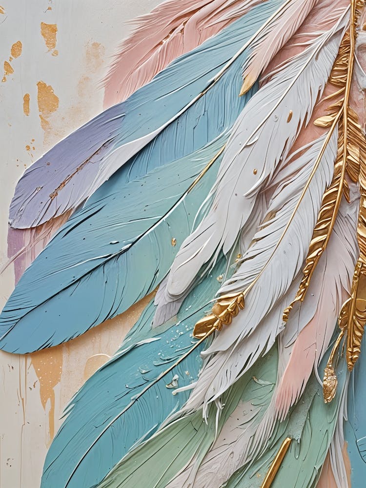 Pastel Painted Feathers no6