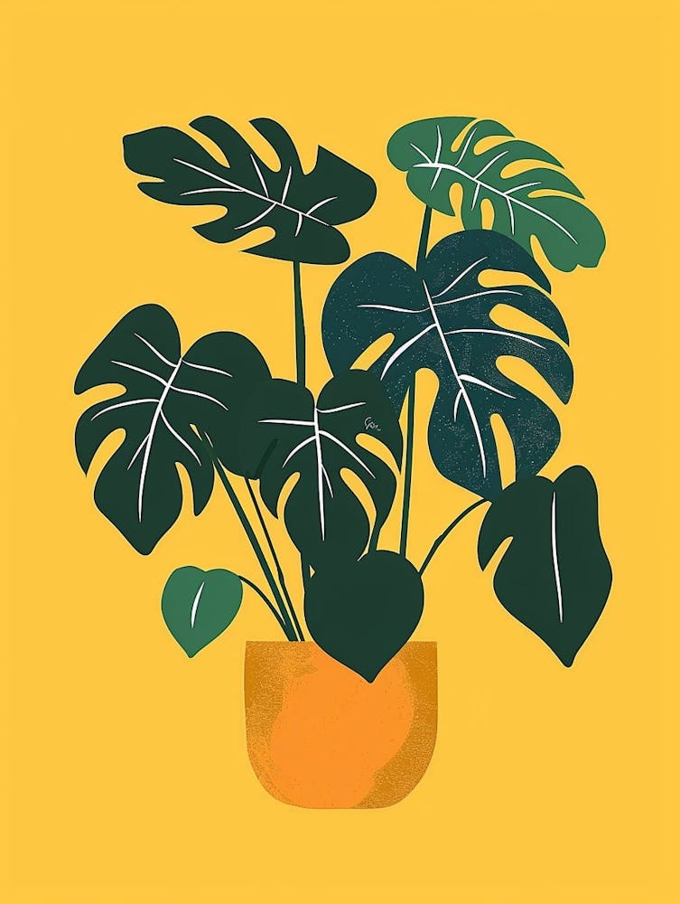 Philodendron Plant Minimalist Illustration 7