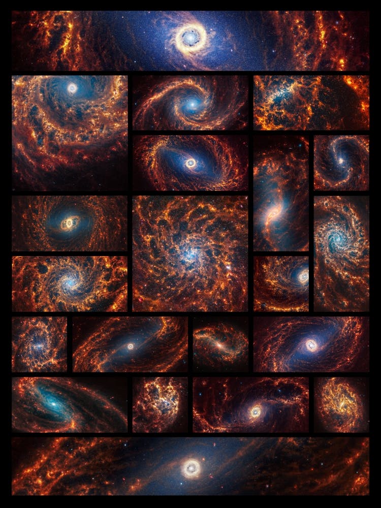 JWST 19+2 Spiral Galaxies, no text (James Webb/JWST) — space poster