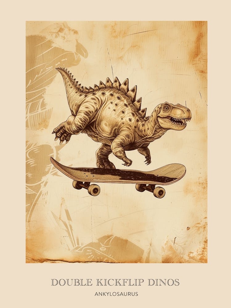 Ankylosaurus Vintage Dinosaur Poster 2