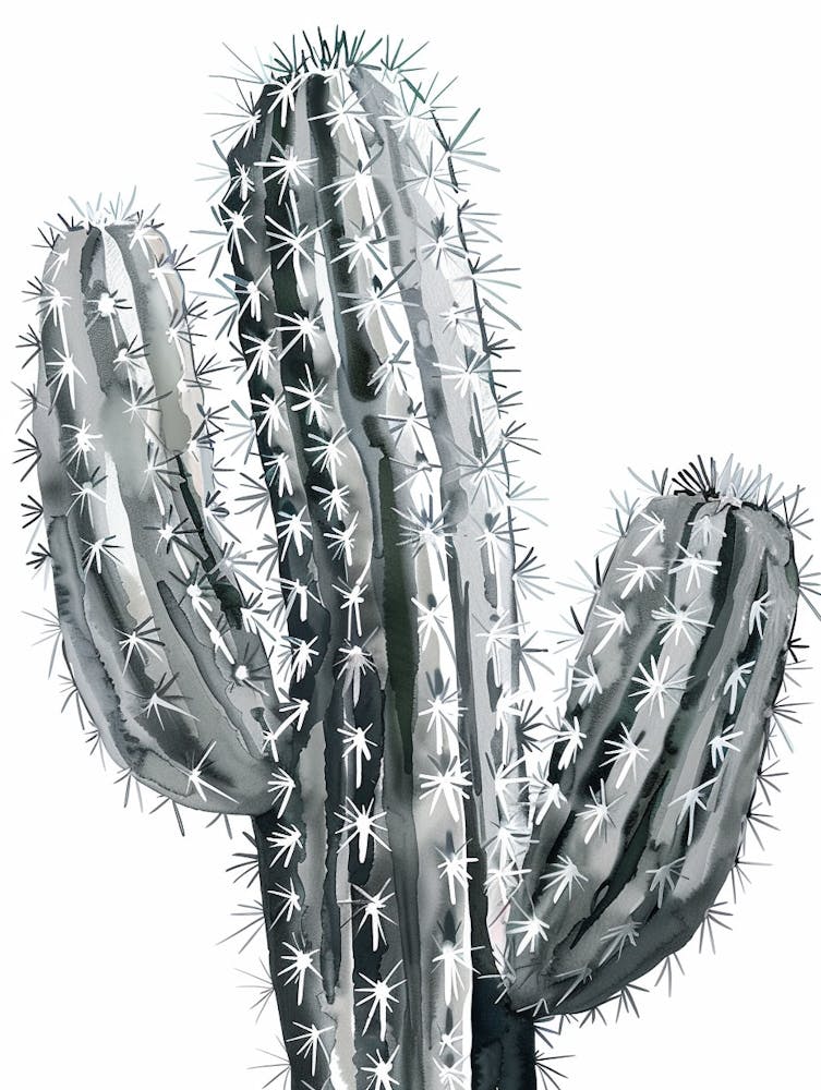 Silver Torch Cactus Minimalist Abstract 2