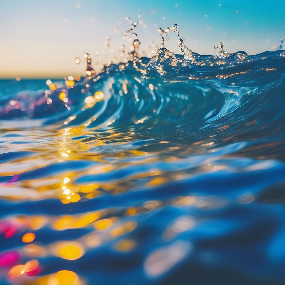 Relaxing Summer Vacation, Sunset on Ocean Waves