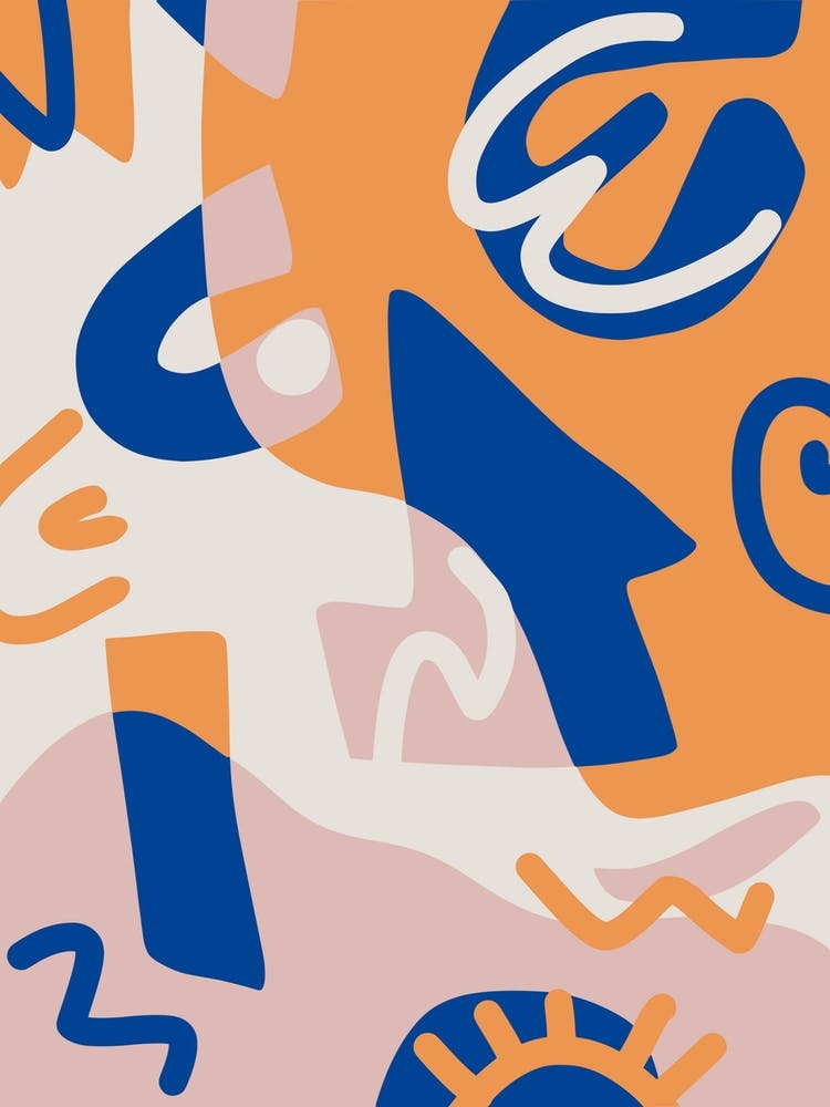 Abstract Shapes In Blue And Orange