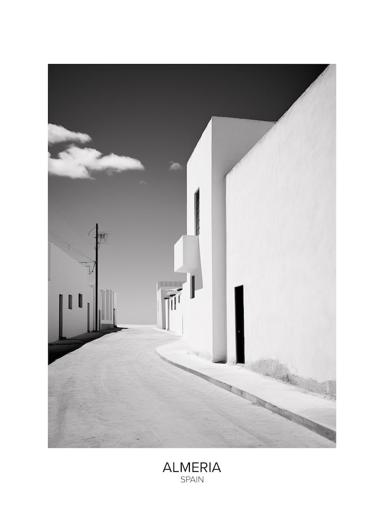 Poster Of Almeria, Spain, Black And White Analogue Photography 3
