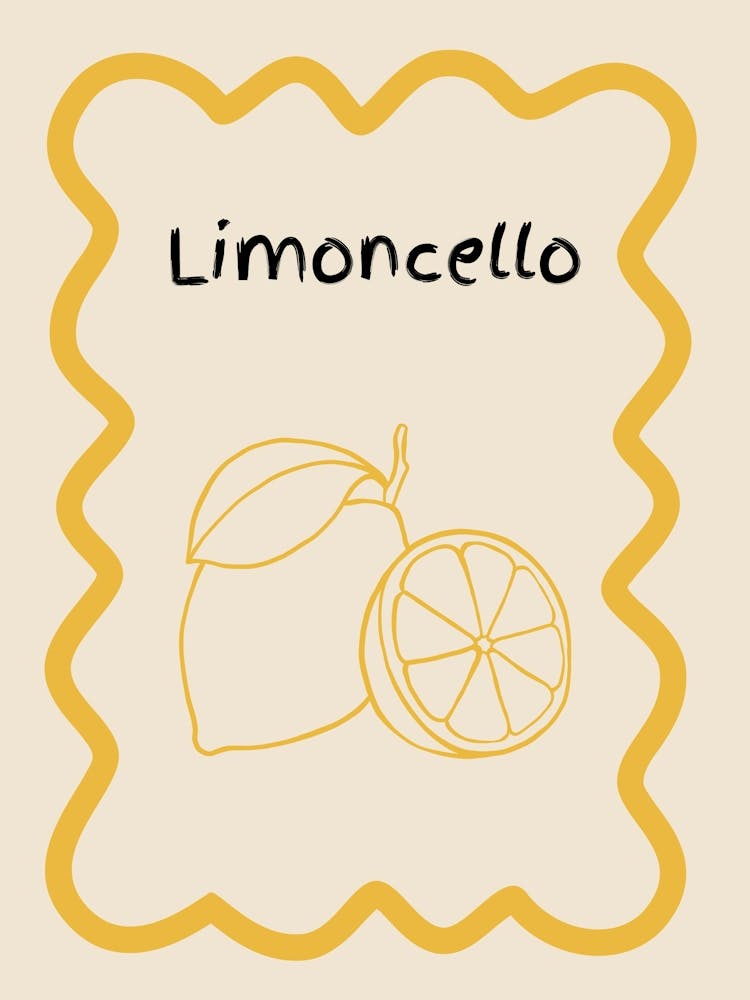 Limoncello Doodle Poster Yellow