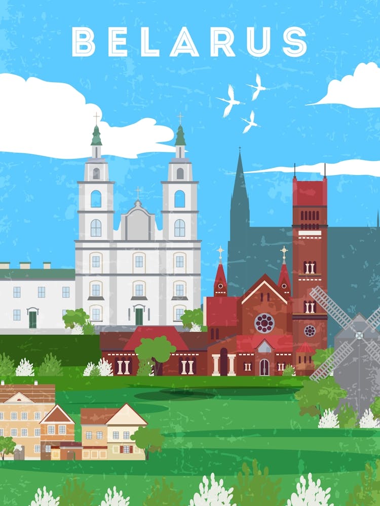 Minsk, Belarus - Retro travel minimalist poster 2