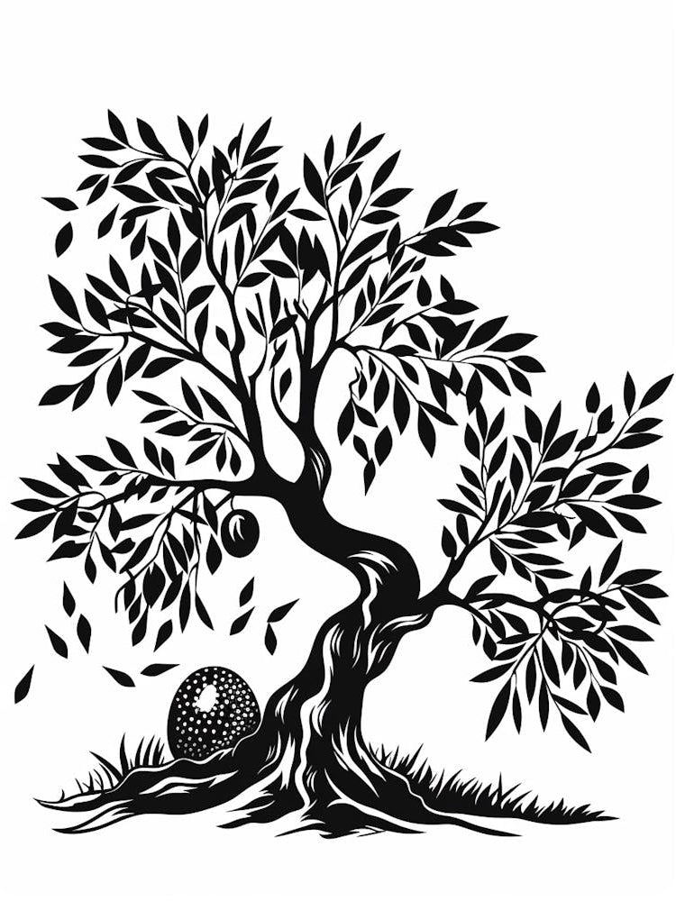 Olive Tree Simple Geometric Nature Stencil 2 1