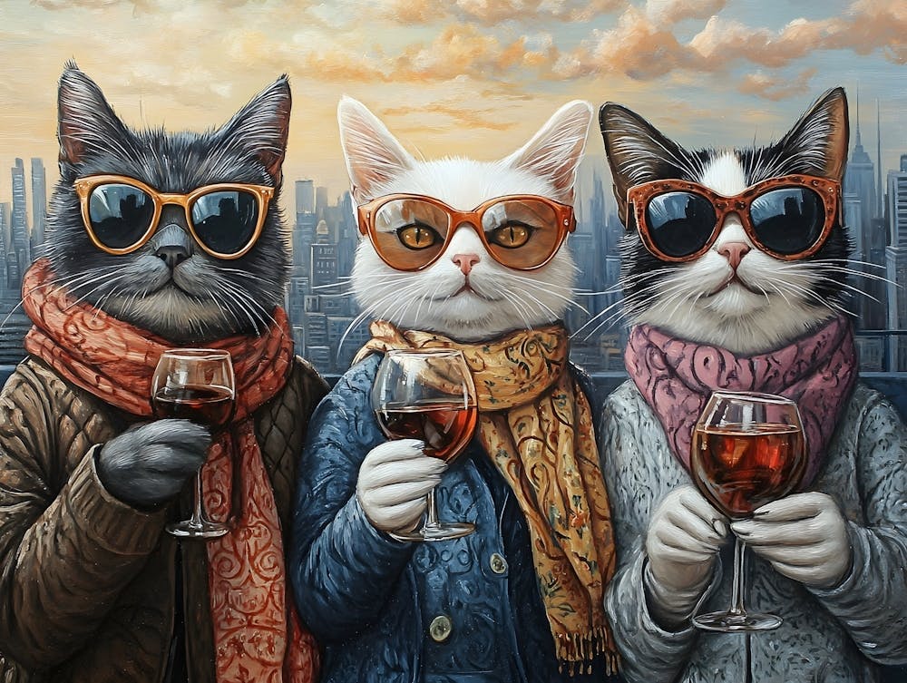City Cats With Wine 4