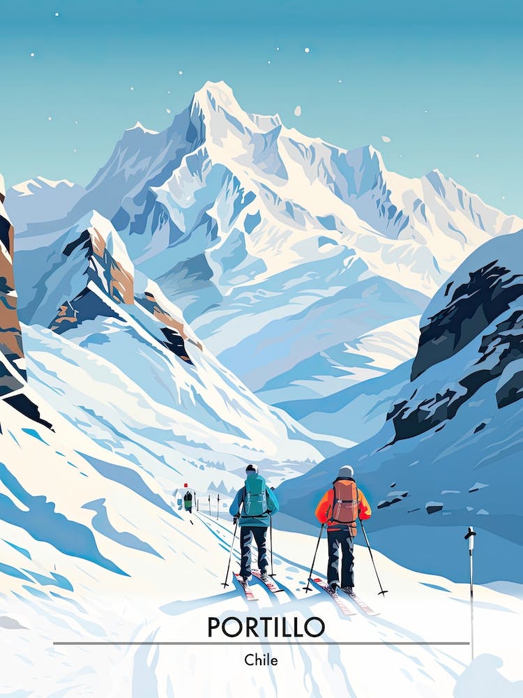 Portillo   Chile, Ski Resort Poster Illustration 0